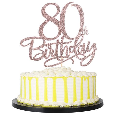 Buy Palasasa Rose Gold Glittering 80th Birthday Cake Topperhappy