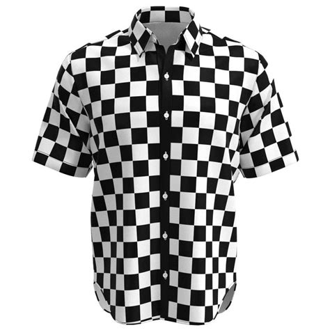 Black And White Checkered Box Short Sleeve Button Shirt Eightythree Xyz