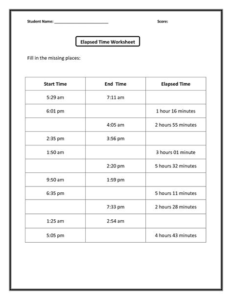 Free Elapsed Time Worksheets Hot Sex Picture
