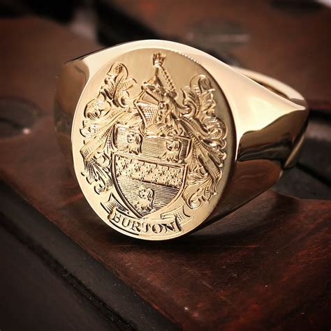 Burton Coat Of Arms Signet Ring Custom Signet Ring Signet Ring Men