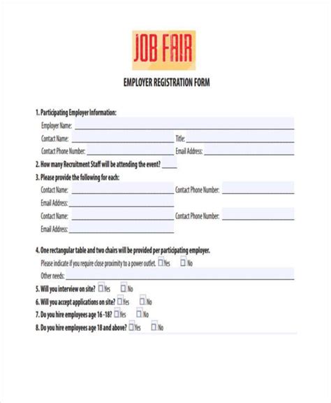 Free 11 Job Registration Forms In Pdf Excel Ms Word