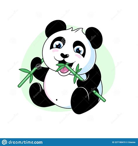 Panda With A Bamboo Branch Stock Vector Illustration Of Branch 227190415