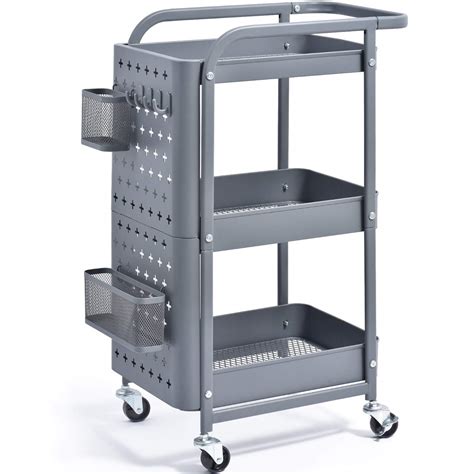 Buy Kingrack 3 Tier Storage Rolling Cart Metal Push Cart With Diy
