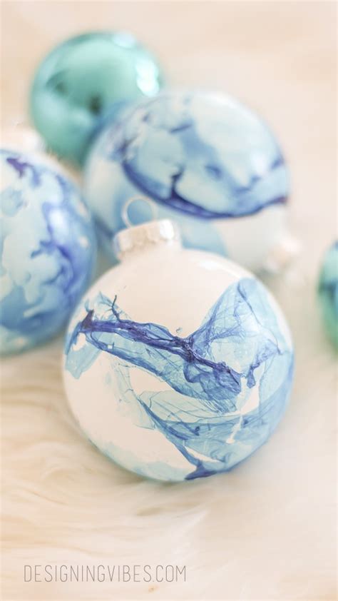 Easy Marbled Christmas Ornaments Diy Cheap Holiday Crafts