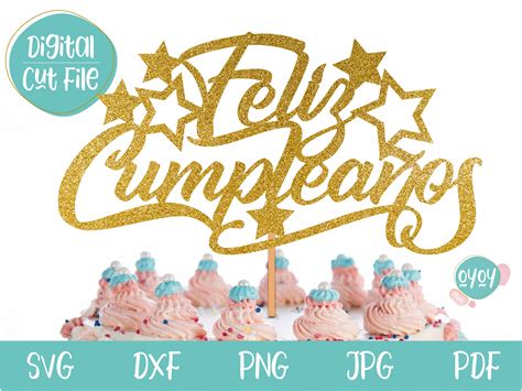 Feliz Cumpleanos Svg Cake Topper Svg Happy Birthday Svg Etsy Israel