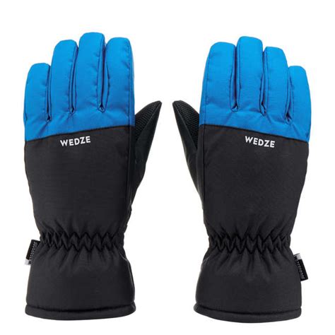Wedze Childrens Ski Gloves 100 Blue And Grey Decathlon