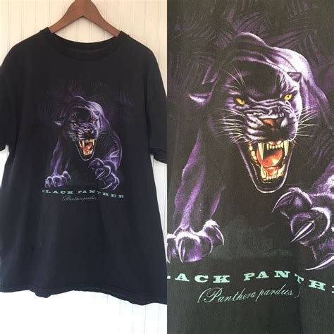 Vintage 90s Black Panther Shirt T Shirt Worn In Rare Xl Etsy Black