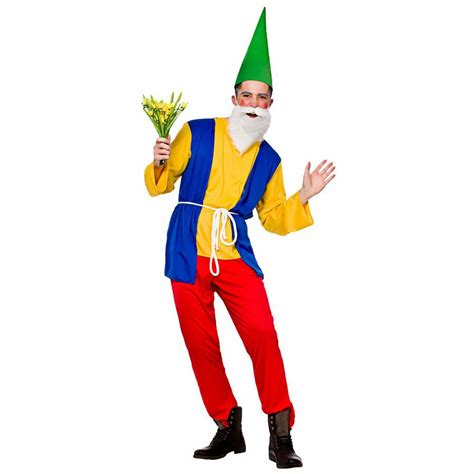 Adults Mens Funny Gnome Costume For Garden Elf Dwarf Orc Goblin Fancy