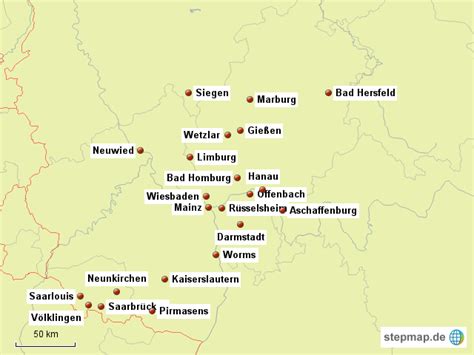 Mainz was named as the state capital in the regulation; StepMap - Rheinland-Pfalz, Hessen und Saarland - Landkarte ...
