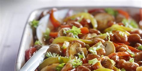 Bruine bonen met paprika en paddenstoelen Recept