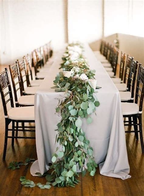 Stunning Eucalyptus Wedding Decor Ideas Happywedd Com Wedding Table Garland Greenery