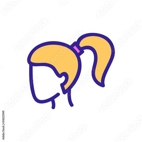 Ponytail Hairstyle Side View Icon Vector Ponytail Hairstyle Side View