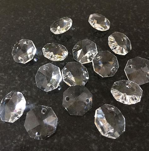 200pcs 14mm Clear Crystal Octagon Bead K9 Crystal 2 Holes Diy Wedding
