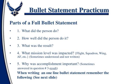Ppt Bullet Statement Practicum Powerpoint Presentation Free Download