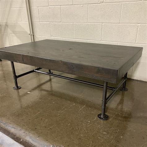 Reclaimed Barnwood Chunky Coffee Table Stained In Ebony With A Matte