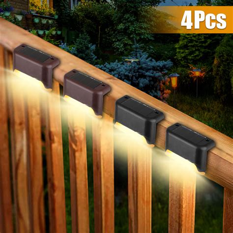 Led solar bronze fence lights 8 pack. EEEKit 4Pcs Led Solar Deck Lights, Fence Post Solar Lights ...