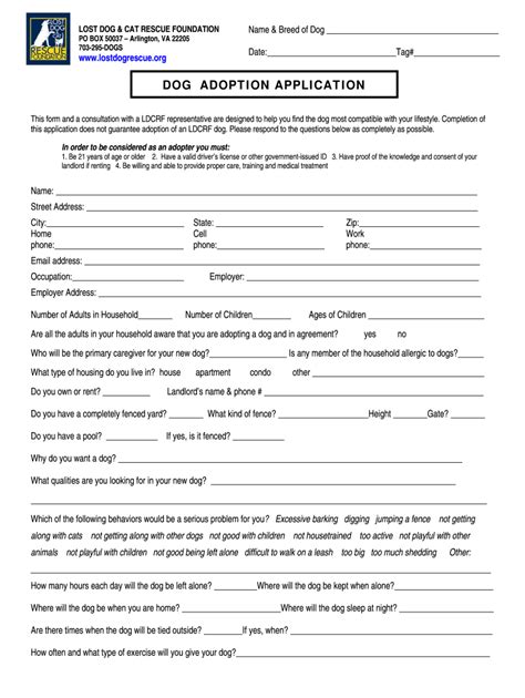 Rescue Foundation Adoption Application Fill Out And Sign Online Dochub