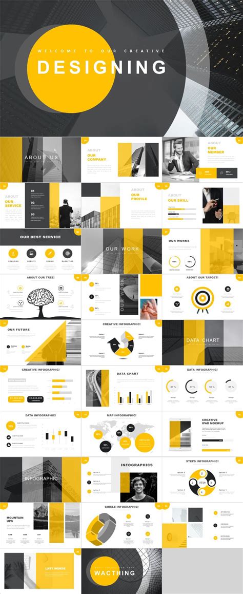 Yellow Report Powerpoint Template Powerpoint Design Templates