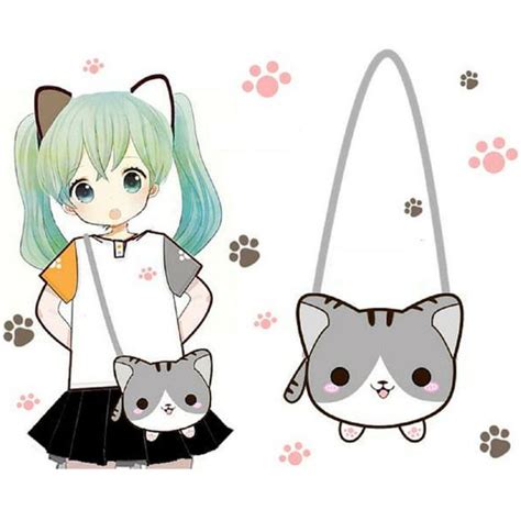 Neko Atsume Grey Kawaii Neko Cat Shoulder Bag Sp167154 Neko Cat