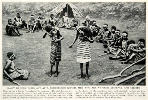1938 print aboriginal nude girls corroboree dance ceremony australia indigenous original