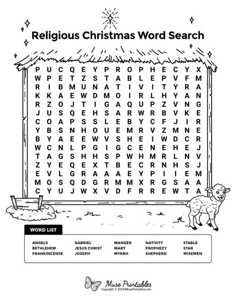 Printable Religious Christmas Word Search