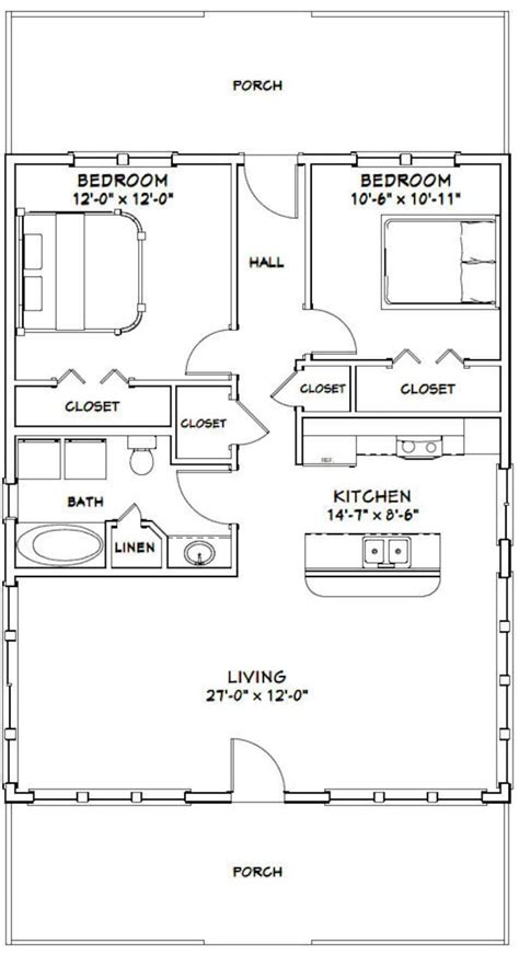 28x36 House 2 Bedroom 1 Bath 1008 Sq Ft Pdf Floor Etsy The Plan How To Plan Building Plans