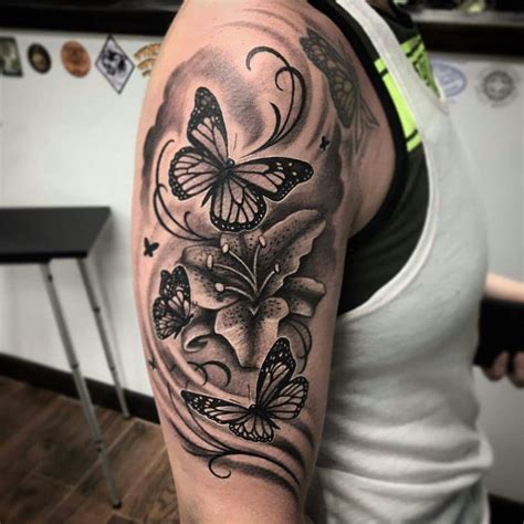 Butterflies And Lilies Tattoo Background Butterfly Tattoos For Women