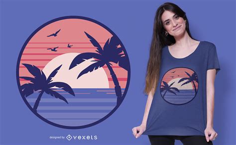 Beach Sunset T Shirt Design Vector Download