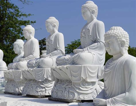 Sold White Marble Buddha Garden Sculpture Meditating On Base Of Lotus