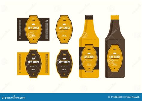 Set Of Templates Label For Soy Sauce Stock Vector Illustration Of