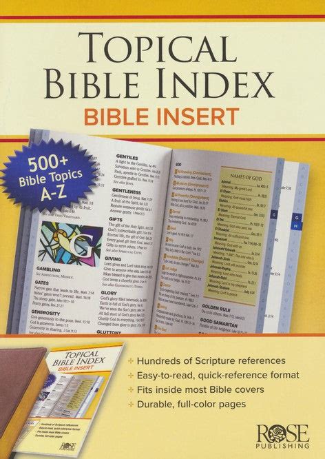 Topical Bible Index Bible Insert — One Stone Biblical Resources