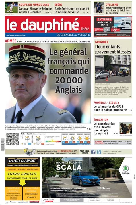 Journal Le Dauphiné Libéré France Les Unes Des Journaux De France