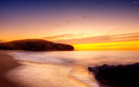 Beautiful golden sunset over the ocean wallpaper - Beach wallpapers ...