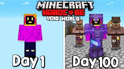 I Survived 100 Days Of Hardcore Minecraft In A Void World Youtube