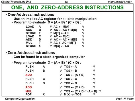 One And Zero Address Instructions Computer Organization Notes