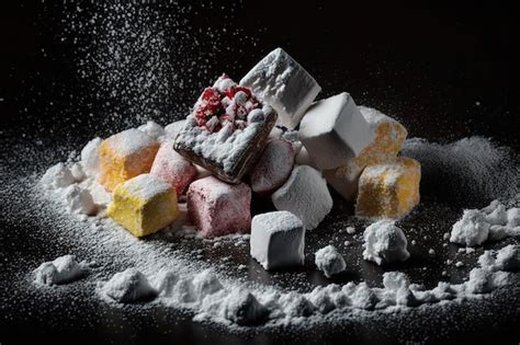 Premium Ai Image Pieces Of Turkish Delight Dusted With Powdered Sugar