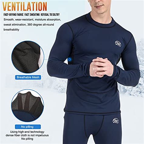 Meethoo Mens Thermal Underwear Set Compression Base Layer Sports Long Johns Fleece Lined
