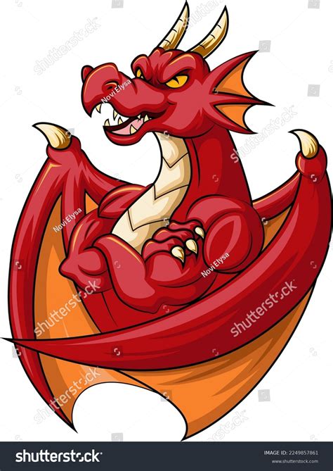Angry Red Dragon Mascot Character Stock Vector Royalty Free
