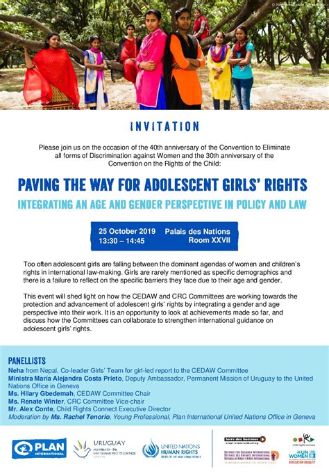 Side Event On Adolescent Girls Rights Cedaw 40th And Crc 30th