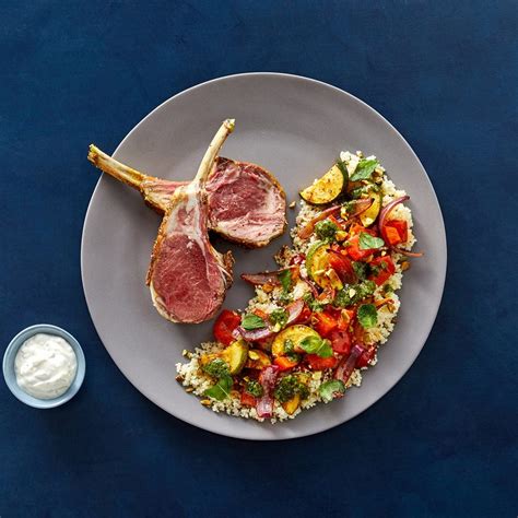 Spoon it onto the warmed serving plates. Recipe: Shawarma-Spiced Lamb & Couscous with Harissa ...