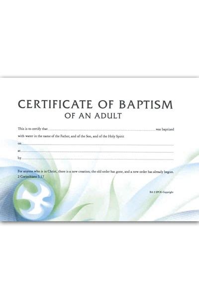 Baptism Certificates Pack Of 10 A5 Certificates