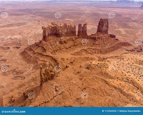 Monument Valley Rocks In Arizona Desert Aerial View Stock Photo