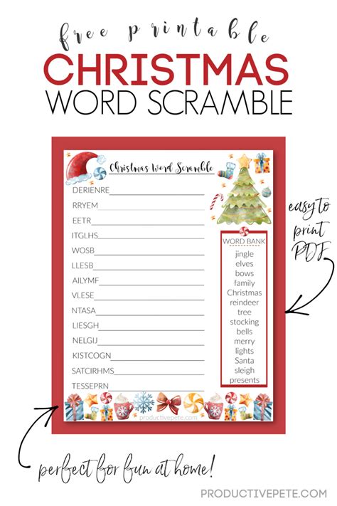 Free Printable Christmas Word Scramble Pdf For Kids Productive Pete