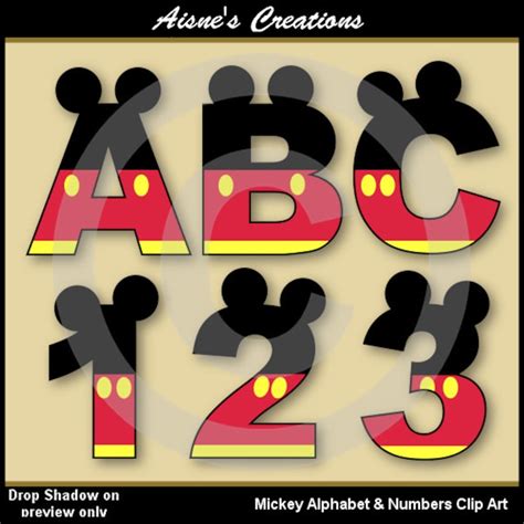 Mickey Alphabet Letters And Numbers Clip Art Graphics Etsy