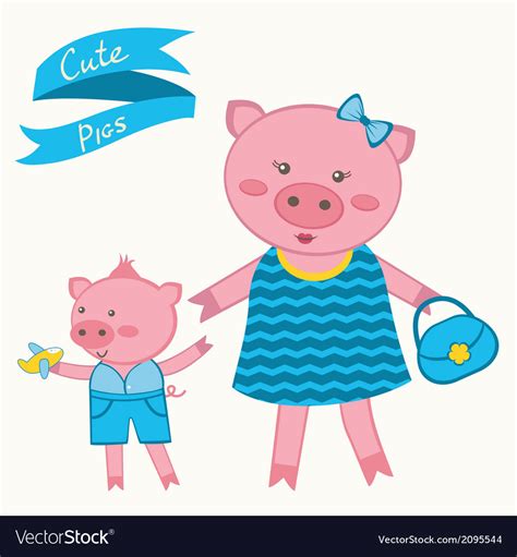 Mother Pig And Piglet Royalty Free Vector Image