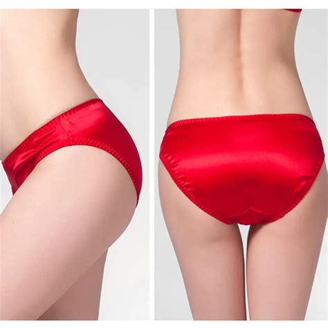 Mulberry Silk Women Panties Sexy Solid Pure Silk Briefs M L XL Free Shipping