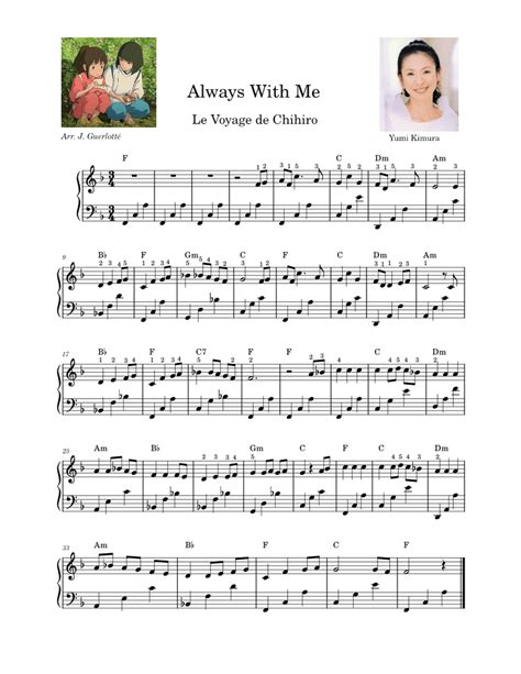 Always With Me Yumi Kimura Sheet Music For Piano Solo Easy
