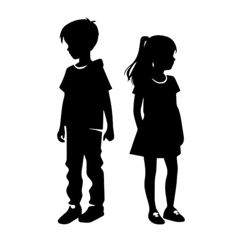 Premium Vector Vector Boy And Girl Silhouette Black And White