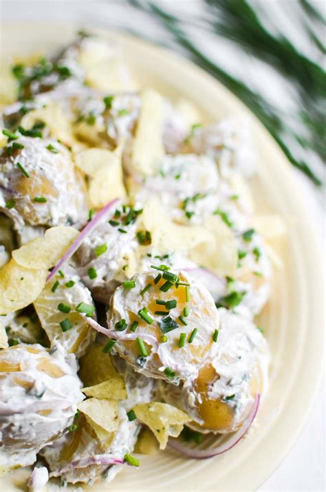 Mom always added sour cream, bacon and bacon drippings to her potato salad and folks loved it. Sour Cream and Onion Potato Salad | The View from Great Island