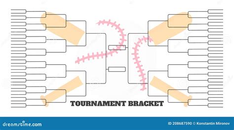 64 Team Tournament Bracket Championship Template Flat Style Design